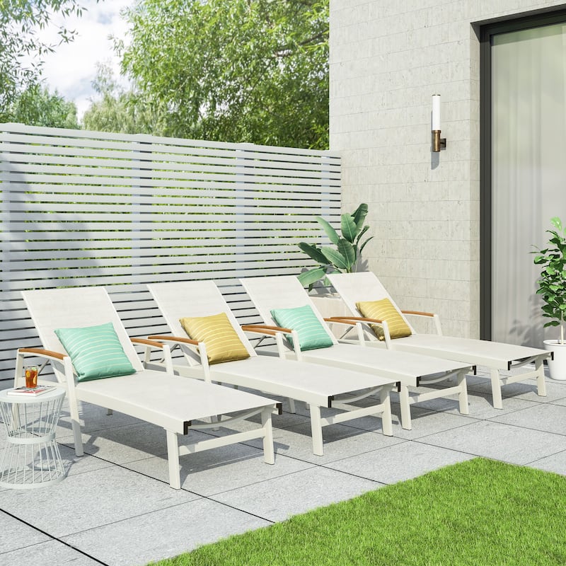 Oxton Outdoor Aluminum Chaise Lounge (Set of 4) by Christopher Knight Home
