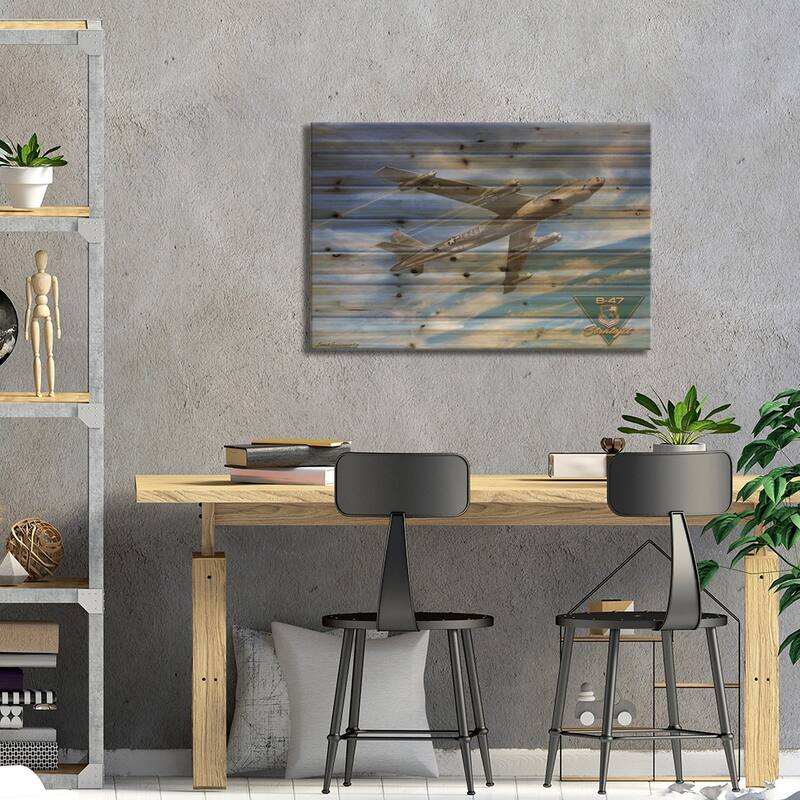 B-47 Stratojet Print On Wood by Larry Grossman - Multi-Color