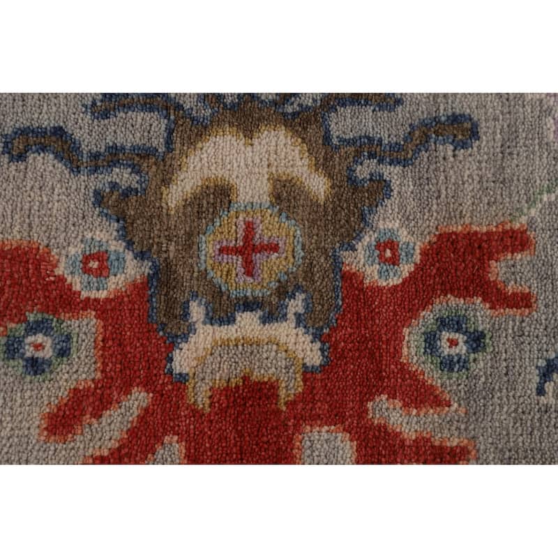 Floral Oushak Oriental Area Rug Hand-Knotted Wool Carpet - 9'1" x 11'9"