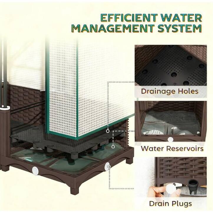 Garden Planter with Water Control Trellis Support UV-Resistant Cover
