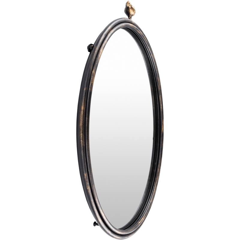 Livabliss Deora Antique Gold Bird Round Mirror - 26"H x 24"W
