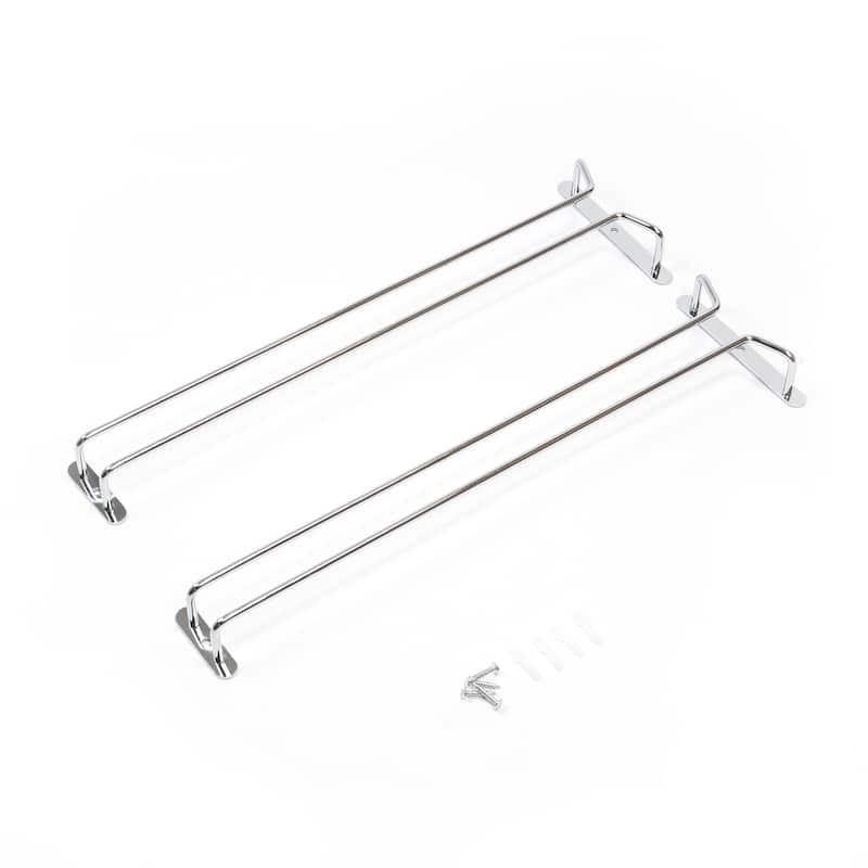 Wallniture Brix Stemware Wine Glass Rack Under Cabinet Storage Metal Glass Hanger (Set of 2)