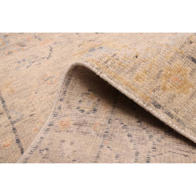 ECARPETGALLERY Hand-knotted Modern Oushak Light Grey Wool Rug - 2'5 x 8'3