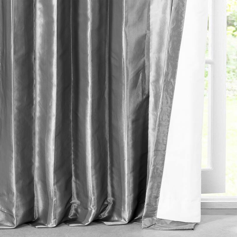 Exclusive Fabrics Solid Faux Silk Taffeta Platinum Single Curtain (1 Panel)