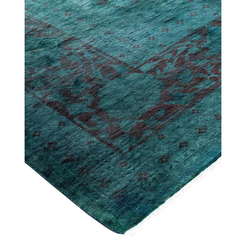 Overdyed, One-of-a-Kind Hand-Knotted Area Rug - Green - 9' 1" x 12' 2"