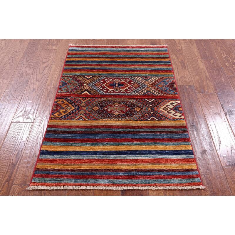 Golden Nile Khorjin Persian Gabbeh Hand Knotted Wool Rug - 2' 8" X 4' 0"