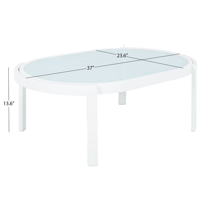 Christopher Knight Home - Aurelia Modern Aluminum Outdoor Oval Coffee Table with Tempered Glass Top
