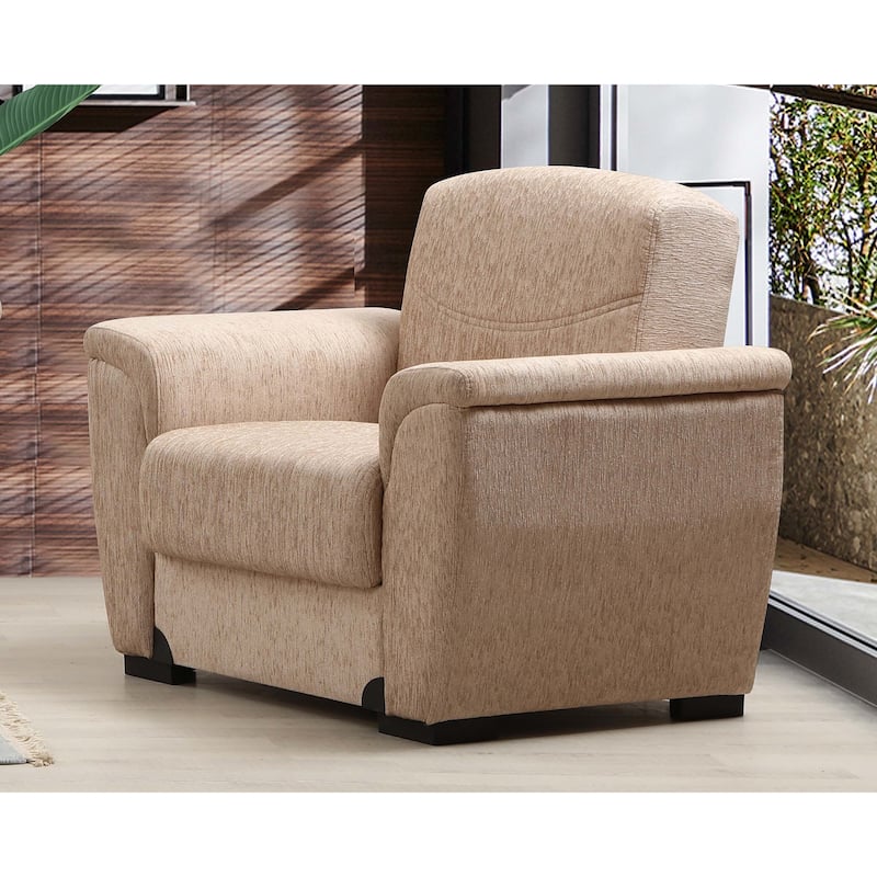 Brooksville Beige Fabric Upholstered Convertible Arm Chair with Storage