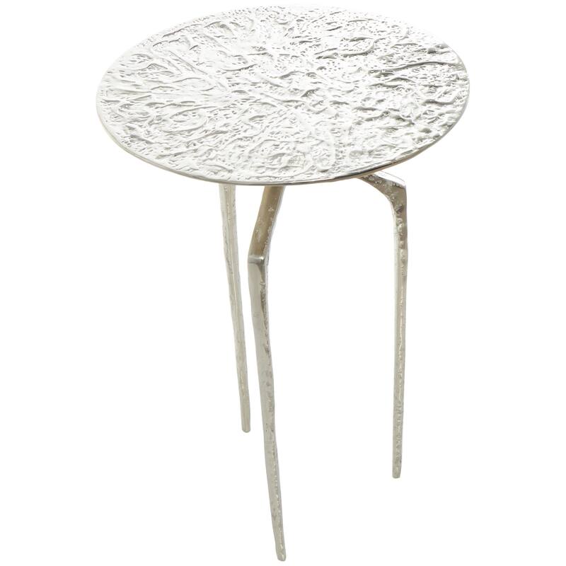 Aluminum Metal Geometric Slim Textured Accent Table - Silver, Gold or Gray - Roche River Decor
