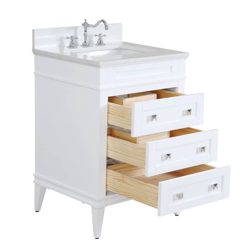 KitchenBathCollection Eleanor 24" Bathroom Vanity with Quartz Top