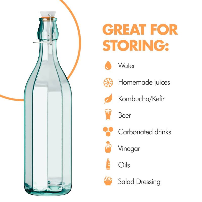 Amici Home Set of 4 Faceted Hermetic Glass Bottles - 25 oz