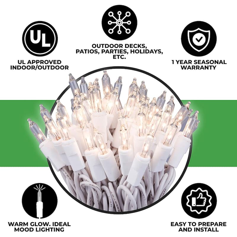 100 Clear Christmas Lights on White Wire Yellow Bed Bath & Beyond