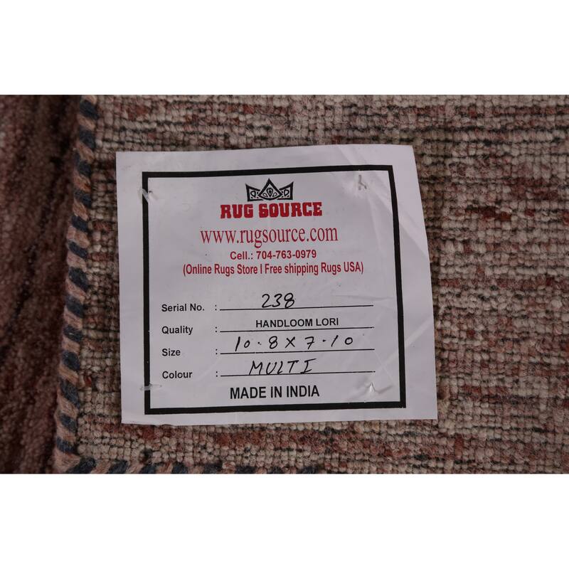 Hand Knotted Oriental 100% Wool Carpet Tribal Animal Pictorial Multi-Colored Gabbeh Area Rug - 10' 8'' X 7' 10''