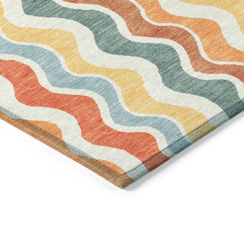 Machine Washable Indoor/ Outdoor Funky Stripe Chantille Rug