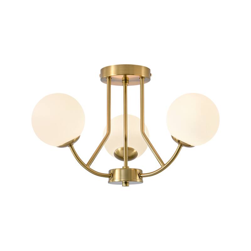 3 - Light 12'' Modern Sputnik Globe Glass Semi Flush Mount Light