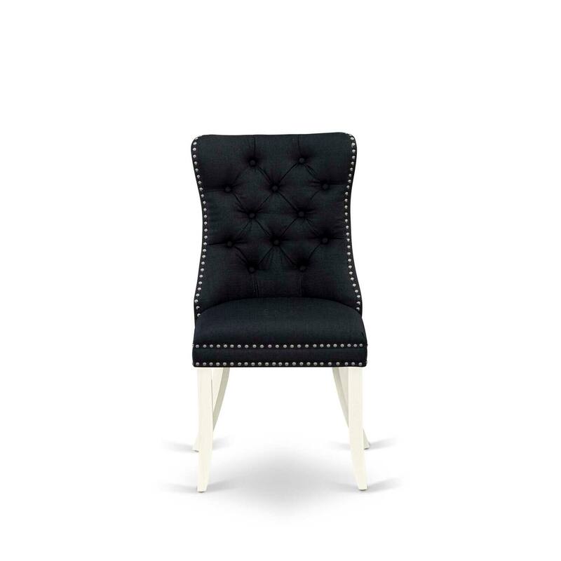 Parson Dining Chairs Set of 2 - Linen Fabric Upholstered Chairs with Nailhead Trim - Modern Kitchen Chairs