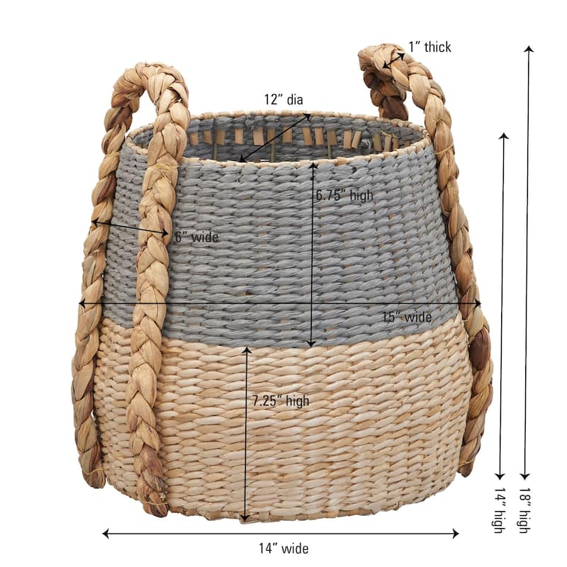 Household Essentials Cattail and Paper Terra Basket - 13.8"L x 13.8"W x 13.8"H