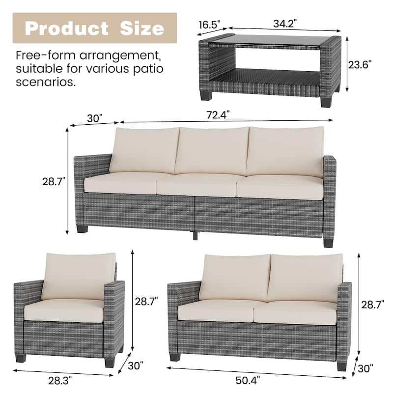 7-seater Outdoor Patio Furniture Sets Sectional Furniture Couch Set