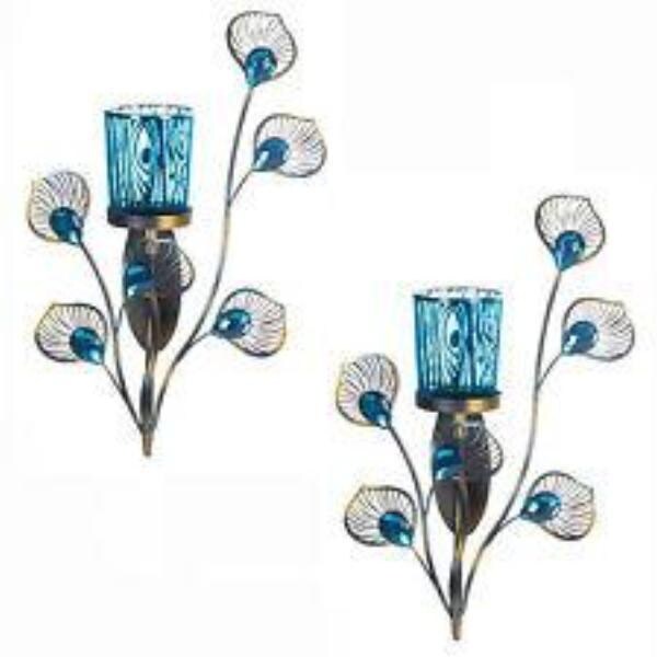 2 Peacock Inspired Single Sconces Turquoise On Sale Bed Bath