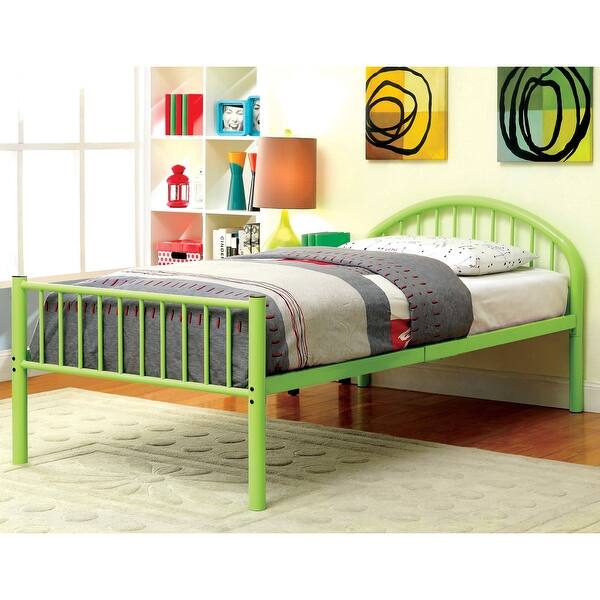 slide 2 of 11, Hind Modern Full Metal Single Arch Panel Kid Bed by Furniture of America