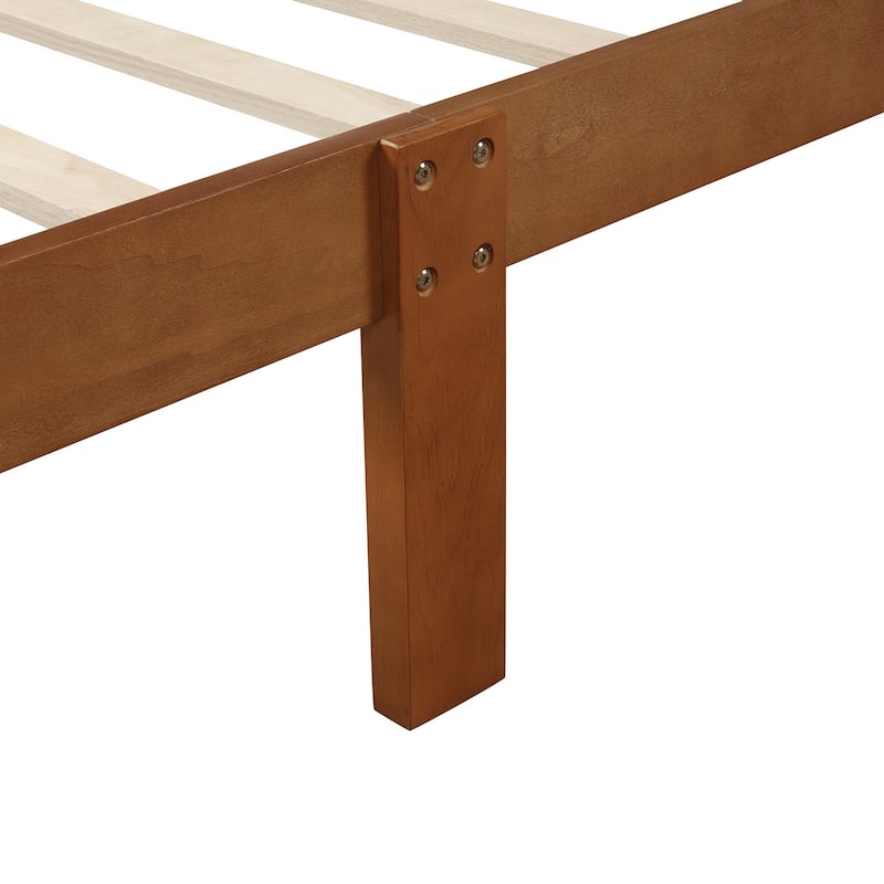 Classic Sleigh Bed Twin Size Platform Bed with Hollow Design Headboard and Footboard, Solid Wood Frame with Slat Support