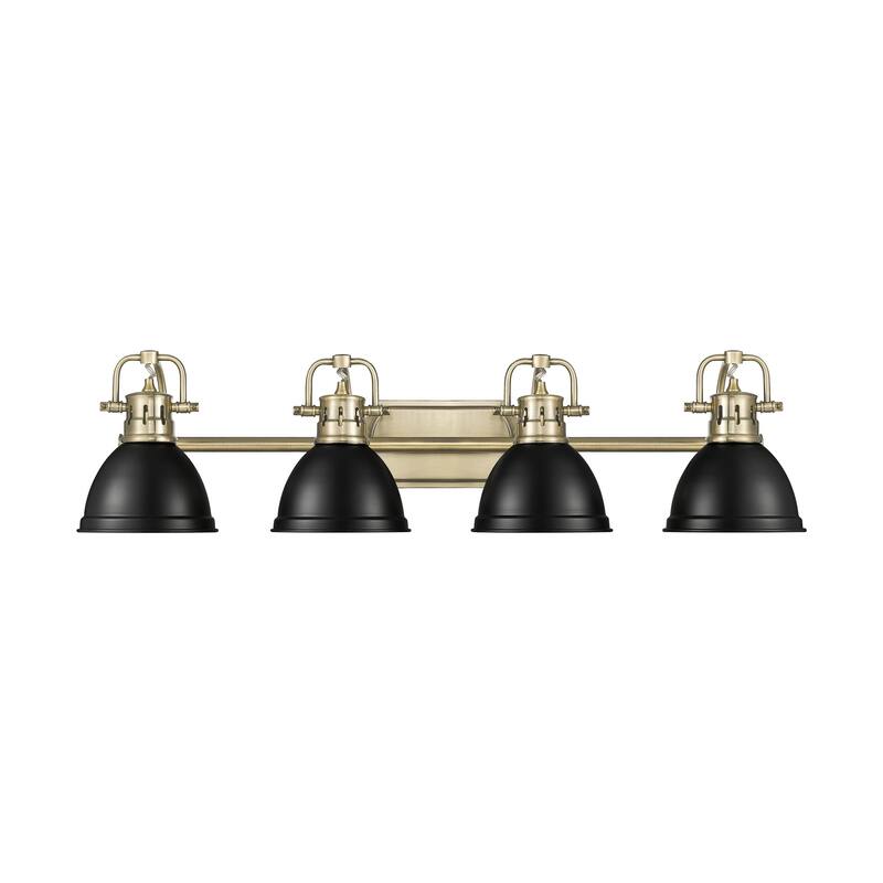 Yep by Golden Lighting Duncan 4-light Vanity in Aged Brass and Matte Black shade