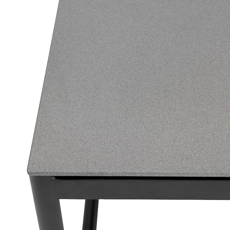 Crown 63" Aluminum and Teak Outdoor Patio Dining Table with Stone Top