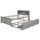preview thumbnail 12 of 12, Full Platform Bed with Storage Headboard, USB, Twin Size Trundle and 3-Drawers, Grey