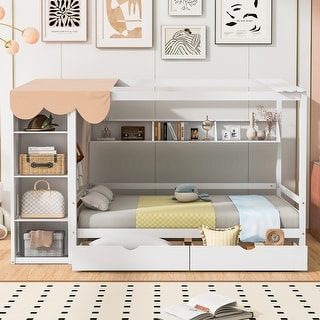House Bed with Two Drawers and Wardrobe