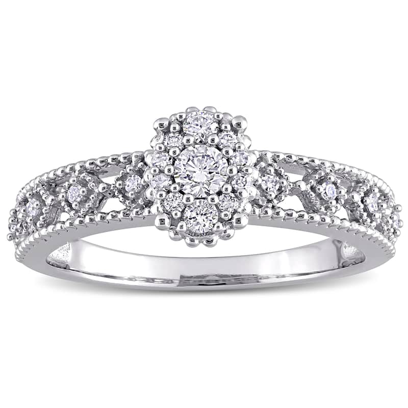Miadora 10k White Gold 1/4ct TDW Diamond Vintage Composite Engagement Ring