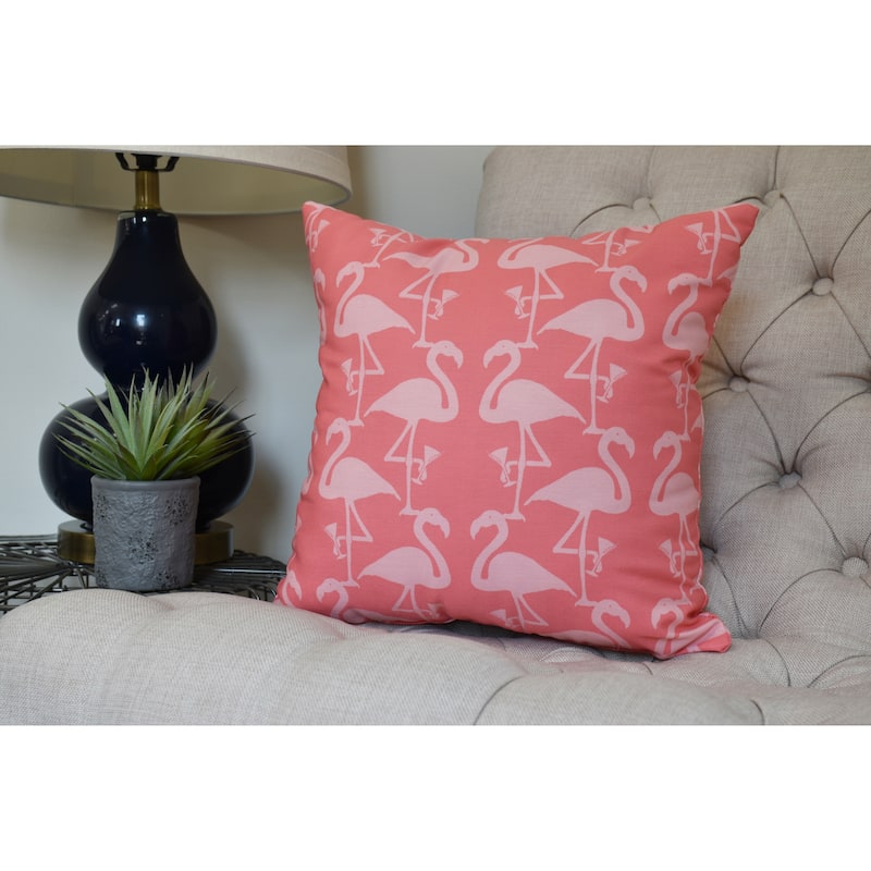 20 x 20 inch Flamingo Heart Martini Animal Print Pillow