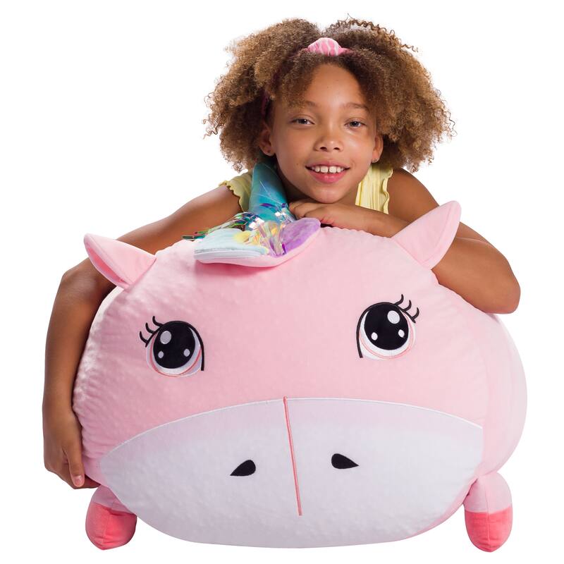 Stuffed Animal Storage Bean Bag Chair Cover only for Kids, Toy Holder