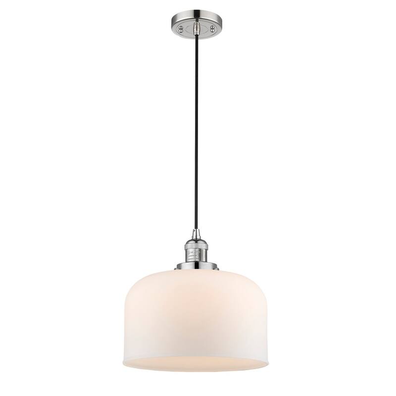 Innovations Lighting X-Large Bell Single Light 12" Wide Pendant - Polished Nickel / Matte White Cased