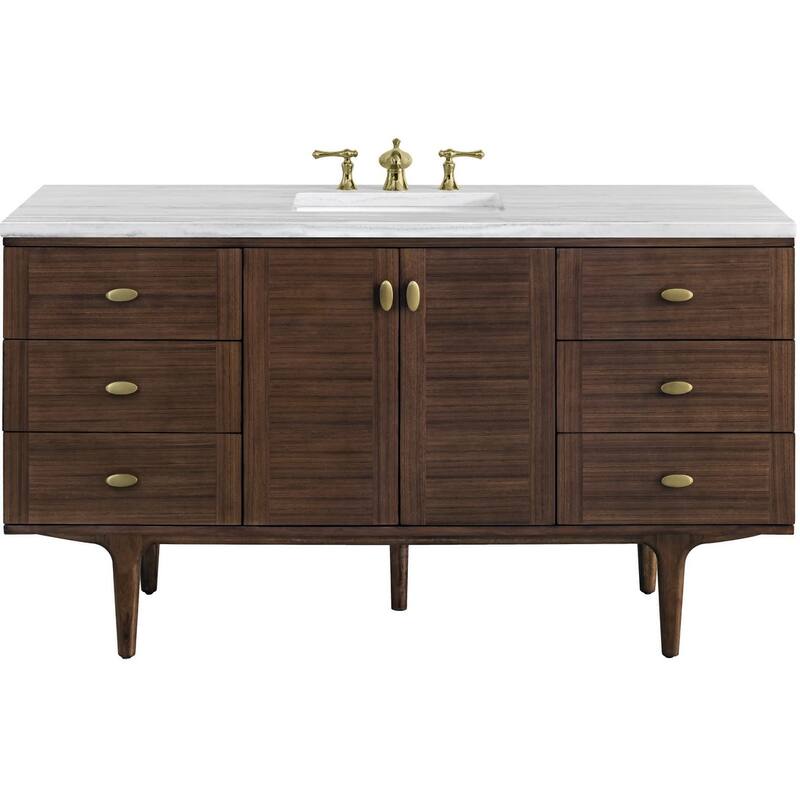 James Martin Vanities 670-V60S-3AF Amberly 60" Free Standing or Wall - Mid-Century Walnut - Walnut Finish