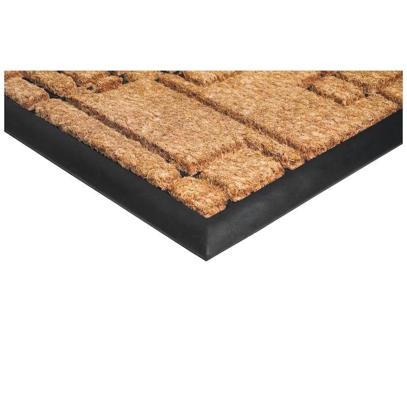 HomeRoots 24" X 36" Natural and Black Coir Geometric Outdoor Door Mat - 24.00' X '36.00
