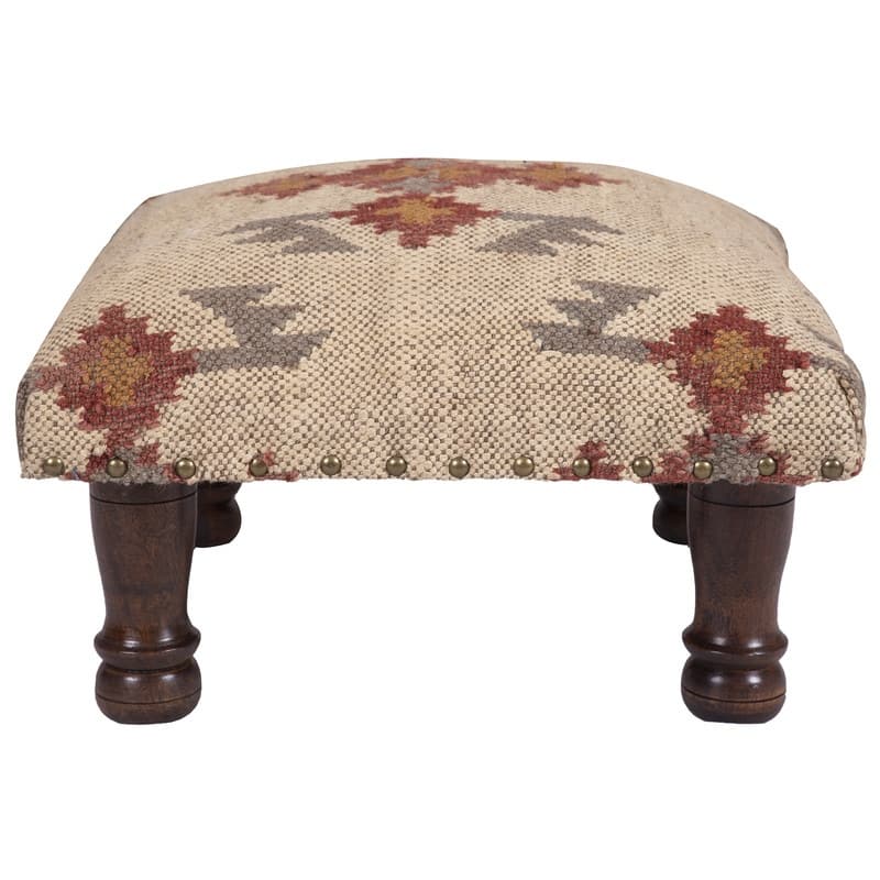 HERAT ORIENTAL Handmade Upholstered Wooden Stool (India)