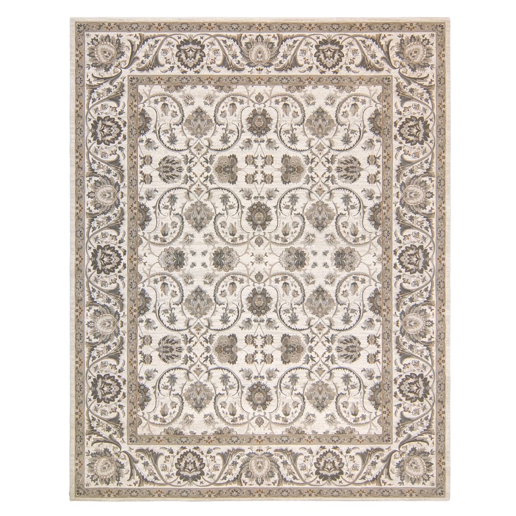 Gertmenian Majestic Croft Traditional Ivory and Grey Floral Border Area Rug
