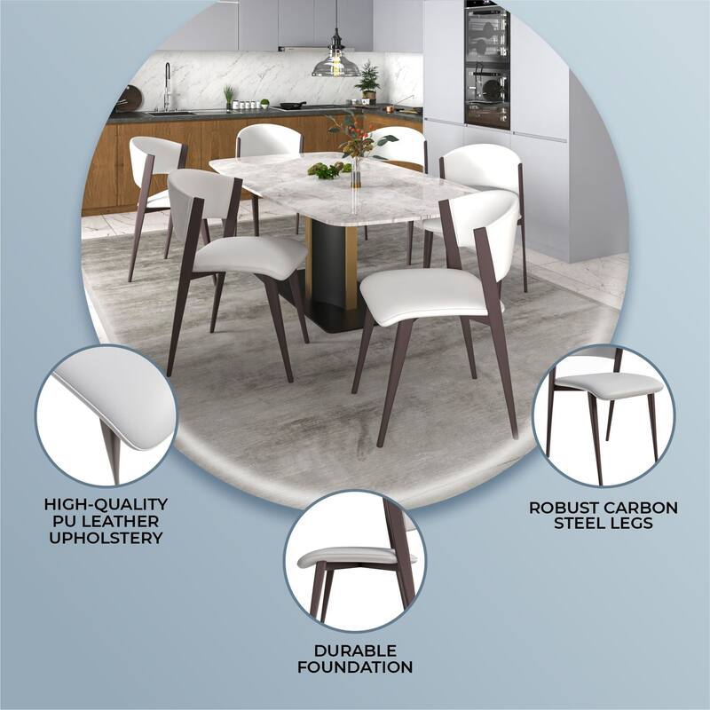 Leather Dining Chairs with Iron Legs and Open-Back Design Aspen Series Set of 2