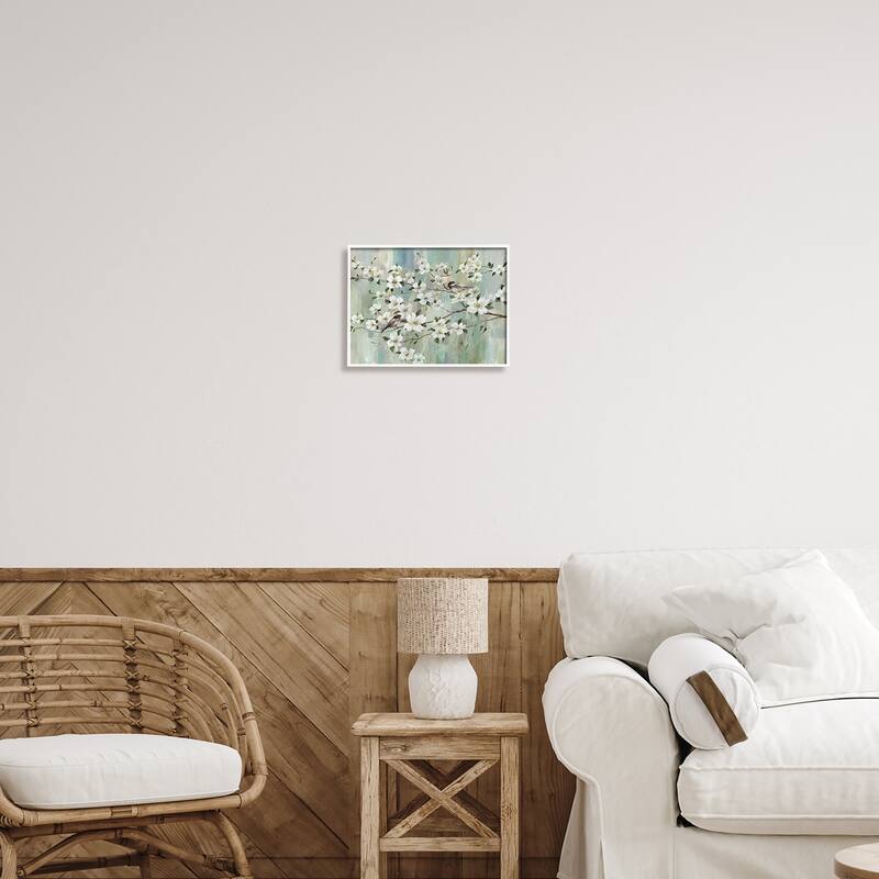 Stupell Delicate Cherry Blossom Flowers Perched Birds Classic Painting Framed Wall Art, Design by Nan