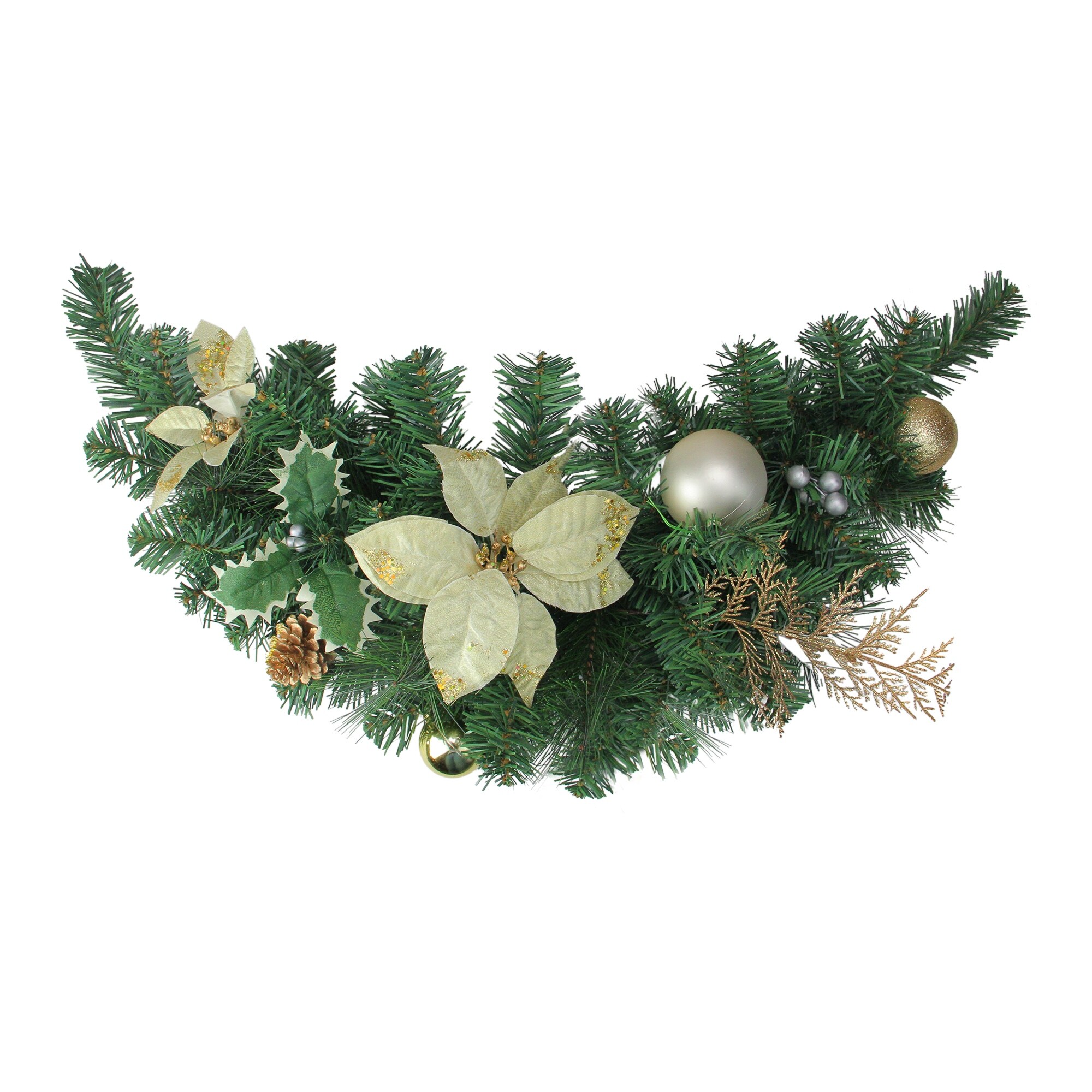 Shop 28 Green And Gold Poinsettia And Pinecone Artificial