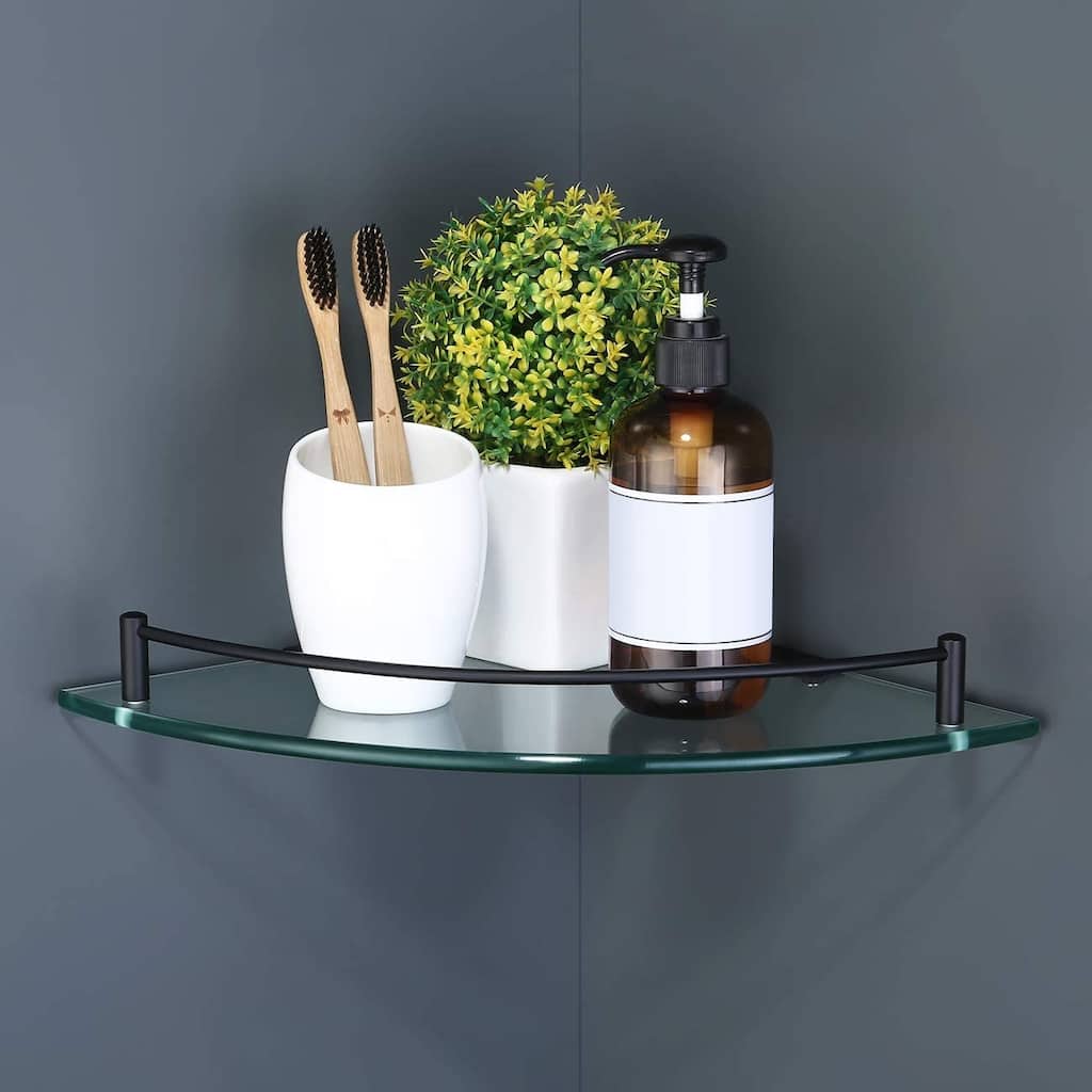 Wall Mount Bathroom Corner Triangle Glass Shelf