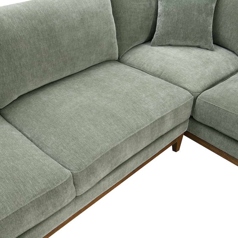 Furniture of America Lurek Mid Century Modern Chenille Sectional Sofa with Chaise.