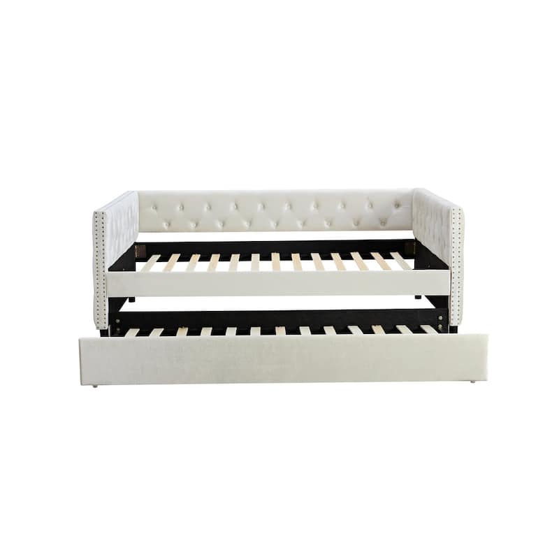 Velvet Upholstered Daybed with Trundle