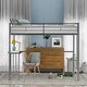 preview thumbnail 4 of 25, Twin Metal Loft Bed with Desk, Ladder and Guardrails Silver