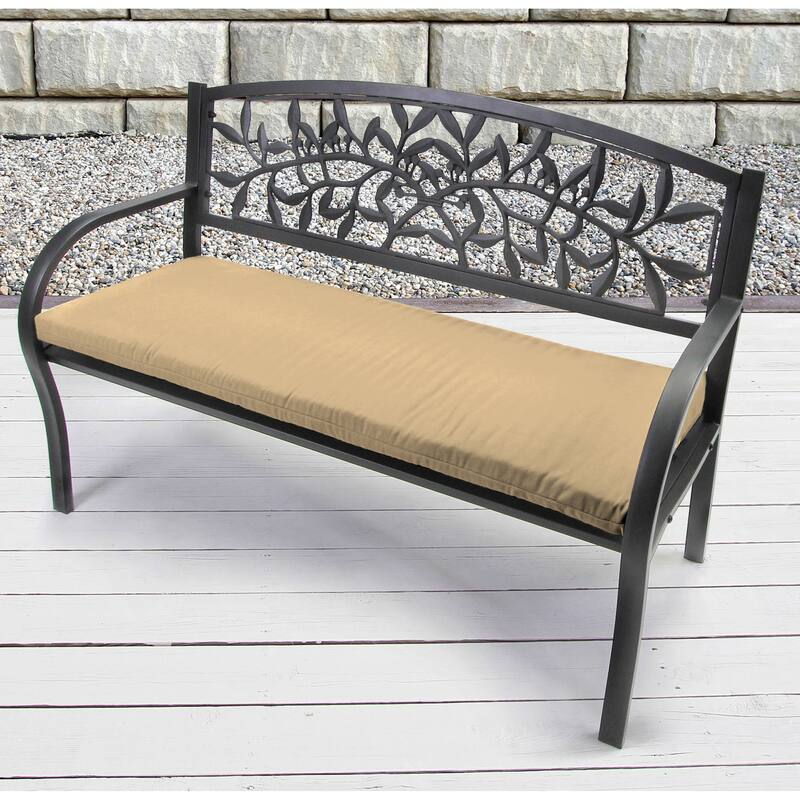 48" x 18" Beige Solid Outdoor Bench Cushion with Ties - 18'' L x 48'' W x 3.5'' H