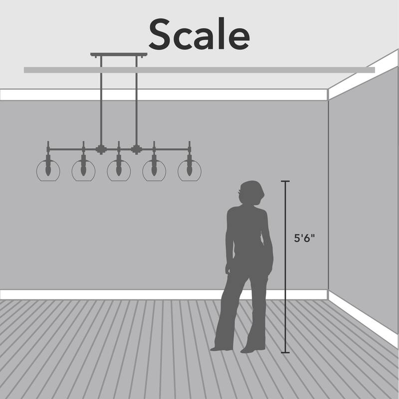 Hunter Xidane 5 Light Linear Chandelier - Dining Room, Kitchen Island - Contemporary, Transitional, Mid-Century Modern - 5-Light