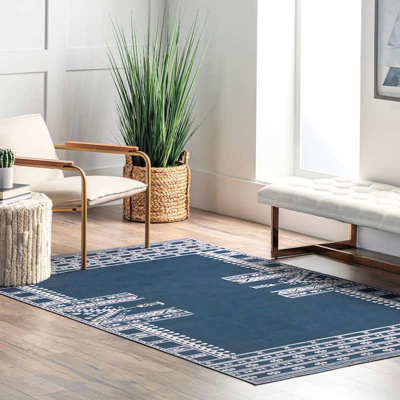 Nuloom Joelle SpinClean Machine Washable Tribal Geometric Border Area Rug