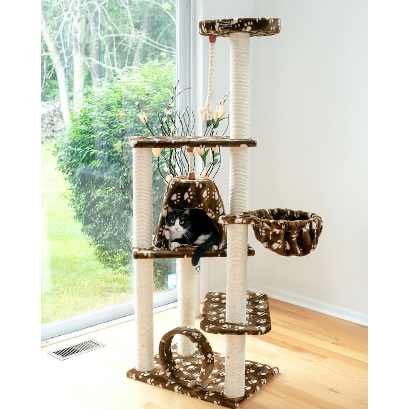 Real Wood Cat Tree Hammock Bed With Natural Sisal Post for Cats