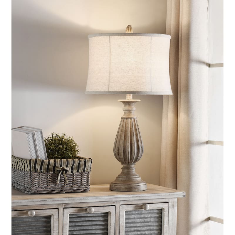 StyleCraft Poly Brown with Black Tint Table Lamp - Beige Shade