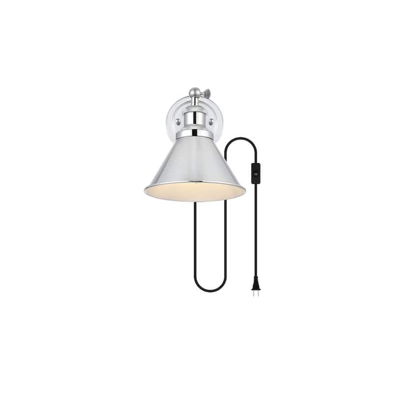 Brunt 1 Light Black Plug In Wall Sconce